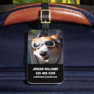 Cutest Baby Animals Corgi Goggles in the Car Luggage Tag