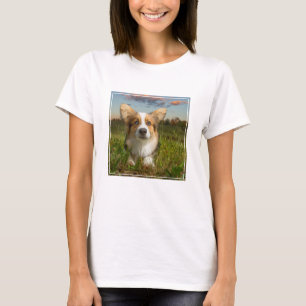 Cutest Baby Animals   Corgi in Cloudy Yard T-Shirt