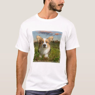 Cutest Baby Animals   Corgi in Cloudy Yard T-Shirt