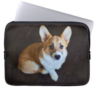 Cutest Baby Animals   Corgi Looking Up Laptop Sleeve