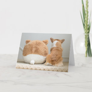 Cutest Baby Animals   Corgi & Plush Puppy Card