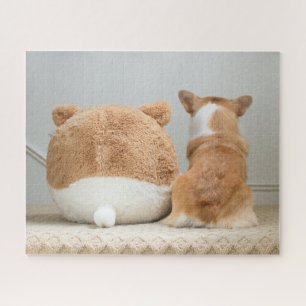 Cutest Baby Animals Corgi & Plush Puppy Jigsaw Puzzle