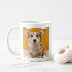 Cutest Baby Animals Corgi Portrait on Orange Coffee Mug