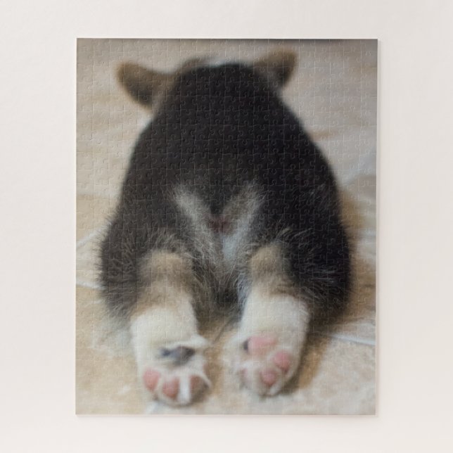 Cutest Baby Animals | Corgi Puppy Behind Jigsaw Puzzle (Vertical)