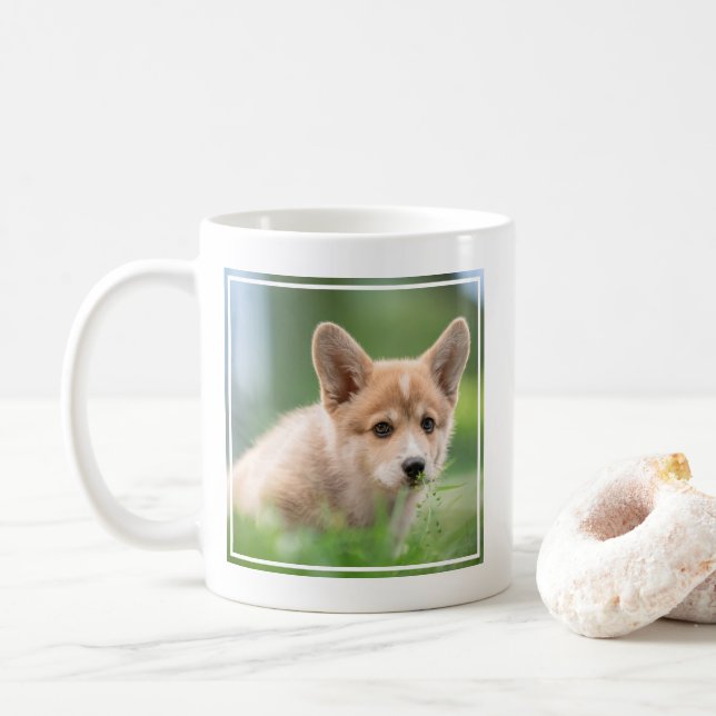 Cutest Baby Animals | Corgi Puppy in the Yard Coffee Mug (With Donut)