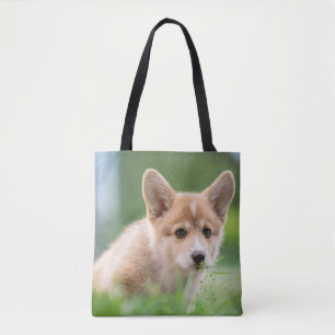 Cutest Baby Animals Corgi Puppy in the Yard Tote Bag