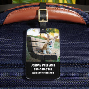 Cutest Baby Animals Corgi Puppy on a Park Bench Luggage Tag