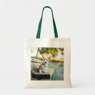 Cutest Baby Animals Corgi Puppy on a Park Bench Tote Bag