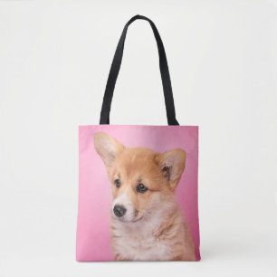 Cutest Baby Animals   Corgi Puppy on Pink Tote Bag