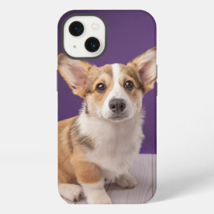 Cutest Baby Animals Corgi Puppy on Purple iPhone 13 Case