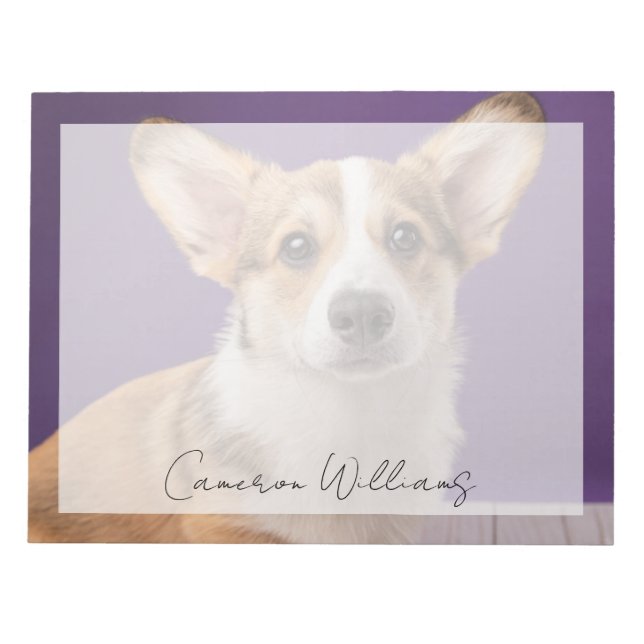 Cutest Baby Animals | Corgi Puppy on Purple Notepad (Front)