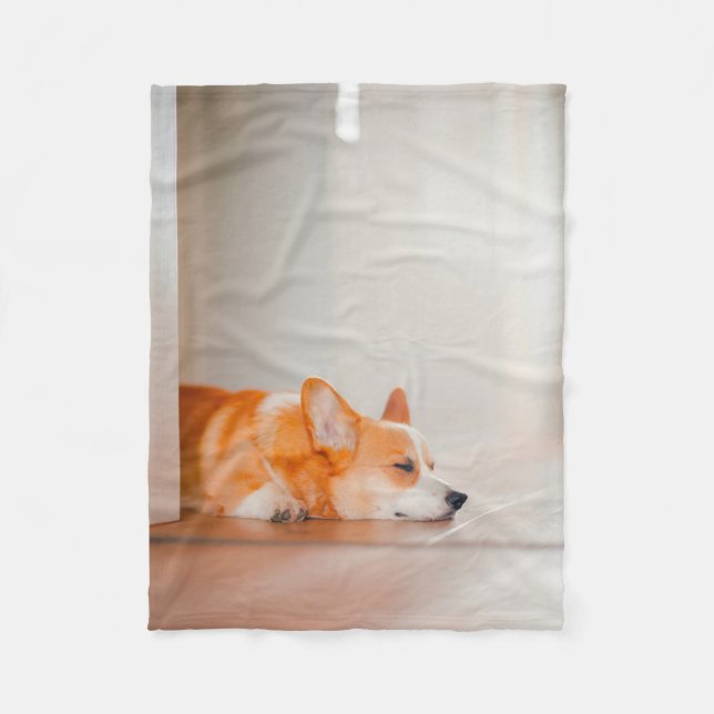 Cutest Baby Animals | Corgi Sleeping Fleece Blanket (Front)
