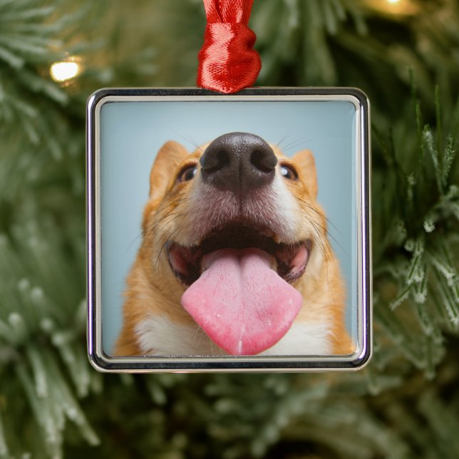 Cutest Baby Animals | Corgi Tongue Metal Ornament (Tree)