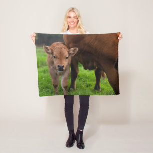 Cutest Baby Animals   Cow & Calf Fleece Blanket