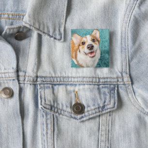 Cutest Baby Animals Cute Corgi Puppy Smile 15 Cm Square Badge