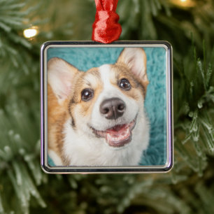Cutest Baby Animals Cute Corgi Puppy Smile Metal Ornament