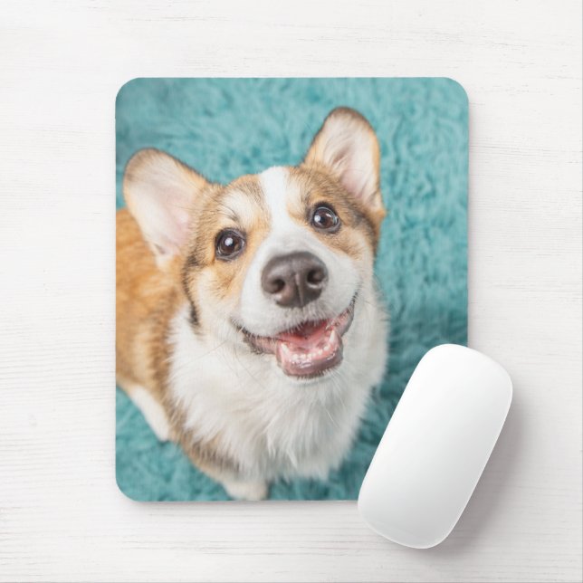 Cutest Baby Animals | Cute Corgi Puppy Smile Mouse Pad (With Mouse)