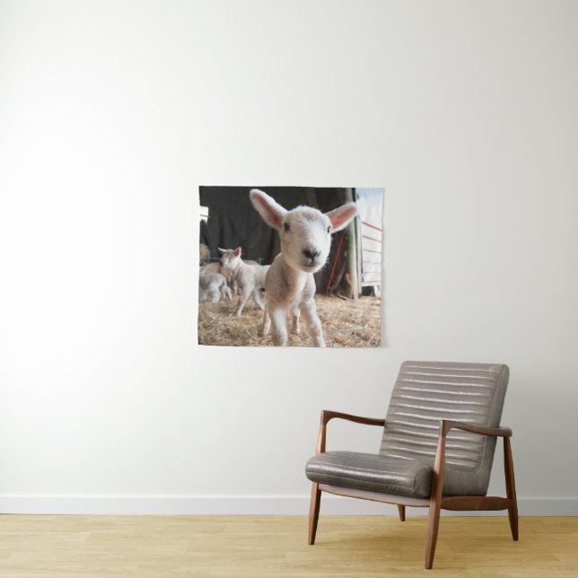 Cutest Baby Animals | Cute Lamb in a Farm Tapestry (In Situ (Horizontal))