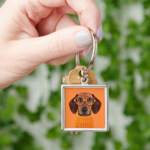 Cutest Baby Animals Dachshund Orange Sweater Key Ring