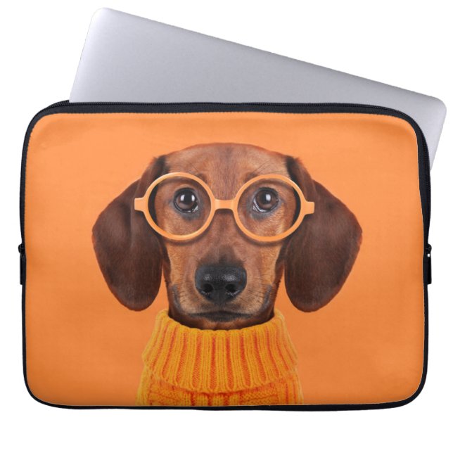 Cutest Baby Animals | Dachshund Orange Sweater Laptop Sleeve (Front)