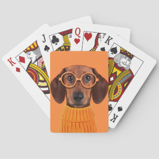 Cutest Baby Animals | Dachshund Orange Sweater Playing Cards