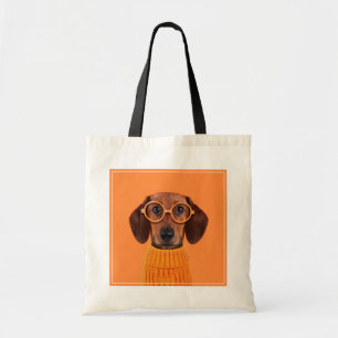 Cutest Baby Animals Dachshund Orange Sweater Tote Bag