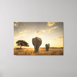 Cutest Baby Animals Elephant Calf & Mother Canvas Print