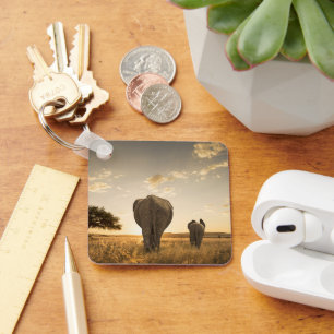 Cutest Baby Animals   Elephant Calf & Mother Key Ring