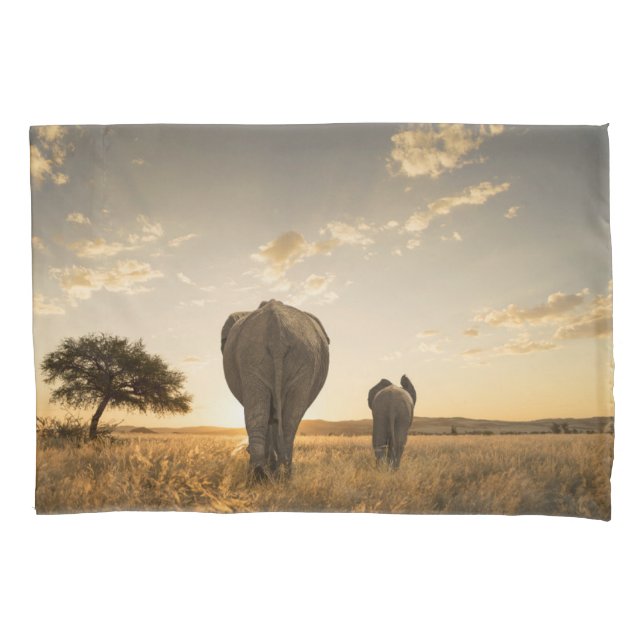 Cutest Baby Animals | Elephant Calf & Mother Pillowcase (Front)