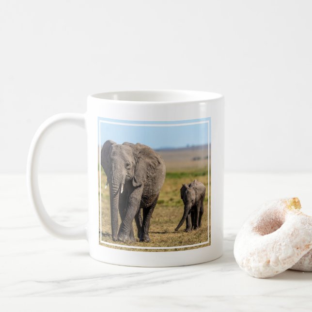 Cutest Baby Animals | Elephant Mother & Baby Coffee Mug (With Donut)