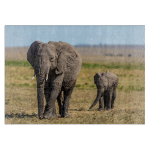 Cutest Baby Animals Elephant Mother & Baby Cutting Board