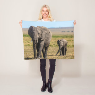 Cutest Baby Animals   Elephant Mother & Baby Fleece Blanket
