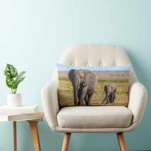 Cutest Baby Animals   Elephant Mother & Baby Lumbar Cushion