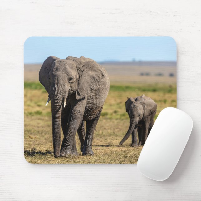 Cutest Baby Animals | Elephant Mother & Baby Mouse Pad (With Mouse)