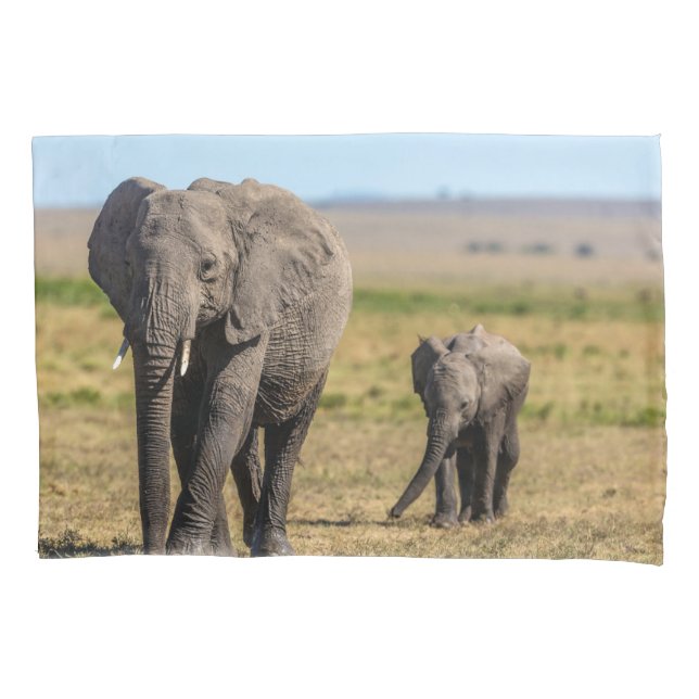 Cutest Baby Animals | Elephant Mother & Baby Pillowcase (Front)