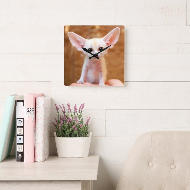 Cutest Baby Animals | Fennec Fox Square Wall Clock (Reading Room)