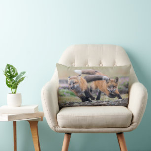 Cutest Baby Animals   Fox Pups at Play Lumbar Cushion