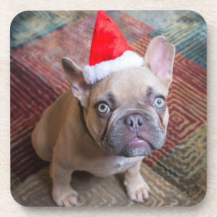 Cutest Baby Animals French Bulldog Christmas Coaster