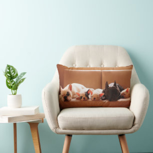 Cutest Baby Animals French Bulldog Family Lumbar Cushion