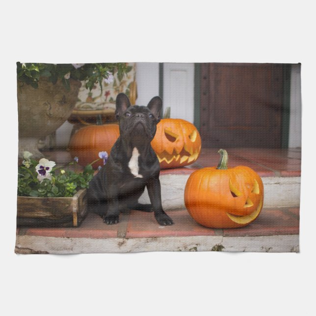 Cutest Baby Animals | French Bulldog Halloween Tea Towel (Horizontal)
