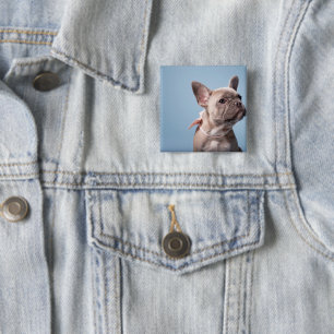 Cutest Baby Animals French Bulldog Pink Bow 15 Cm Square Badge