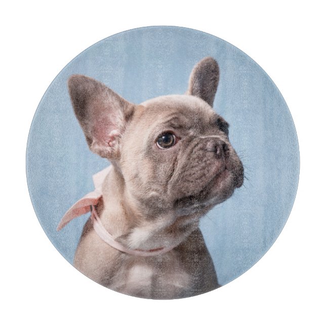 Cutest Baby Animals | French Bulldog Pink Bow Cutting Board (Front)