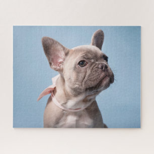 Cutest Baby Animals French Bulldog Pink Bow Jigsaw Puzzle