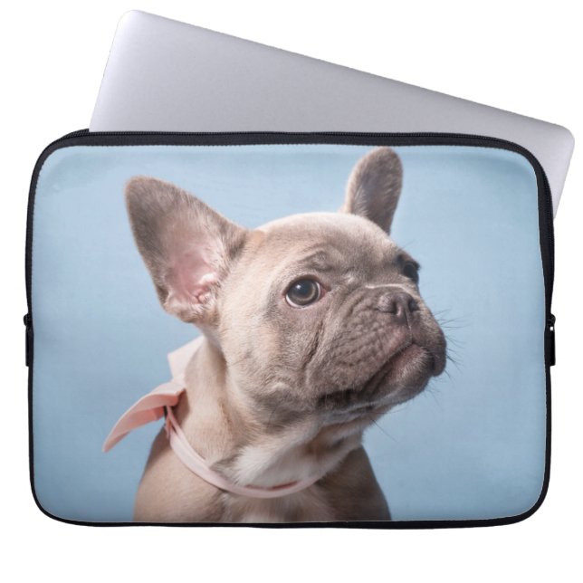 Cutest Baby Animals | French Bulldog Pink Bow Laptop Sleeve (Front)