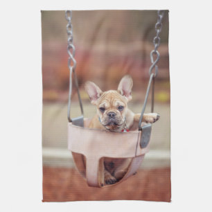 Cutest Baby Animals French Bulldog Playground Tea Towel