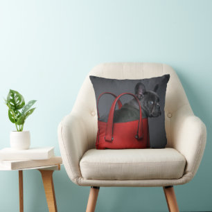 Cutest Baby Animals French Bulldog Red Hand Bag Cushion