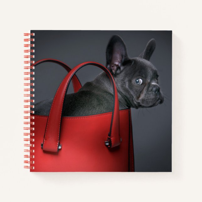 Cutest Baby Animals | French Bulldog Red Hand Bag Notebook (Front)