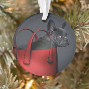 Cutest Baby Animals French Bulldog Red Hand Bag Ornament