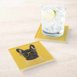 Cutest Baby Animals   French Bulldog Sunglasses Glass Coaster