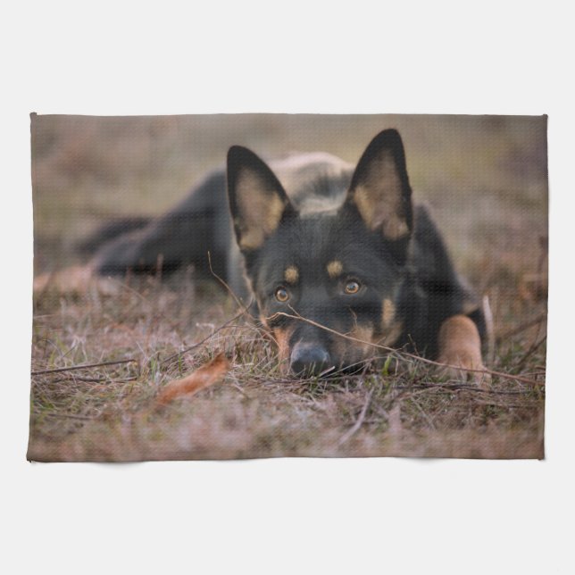 Cutest Baby Animals | German Shepherd Puppy Tea Towel (Horizontal)